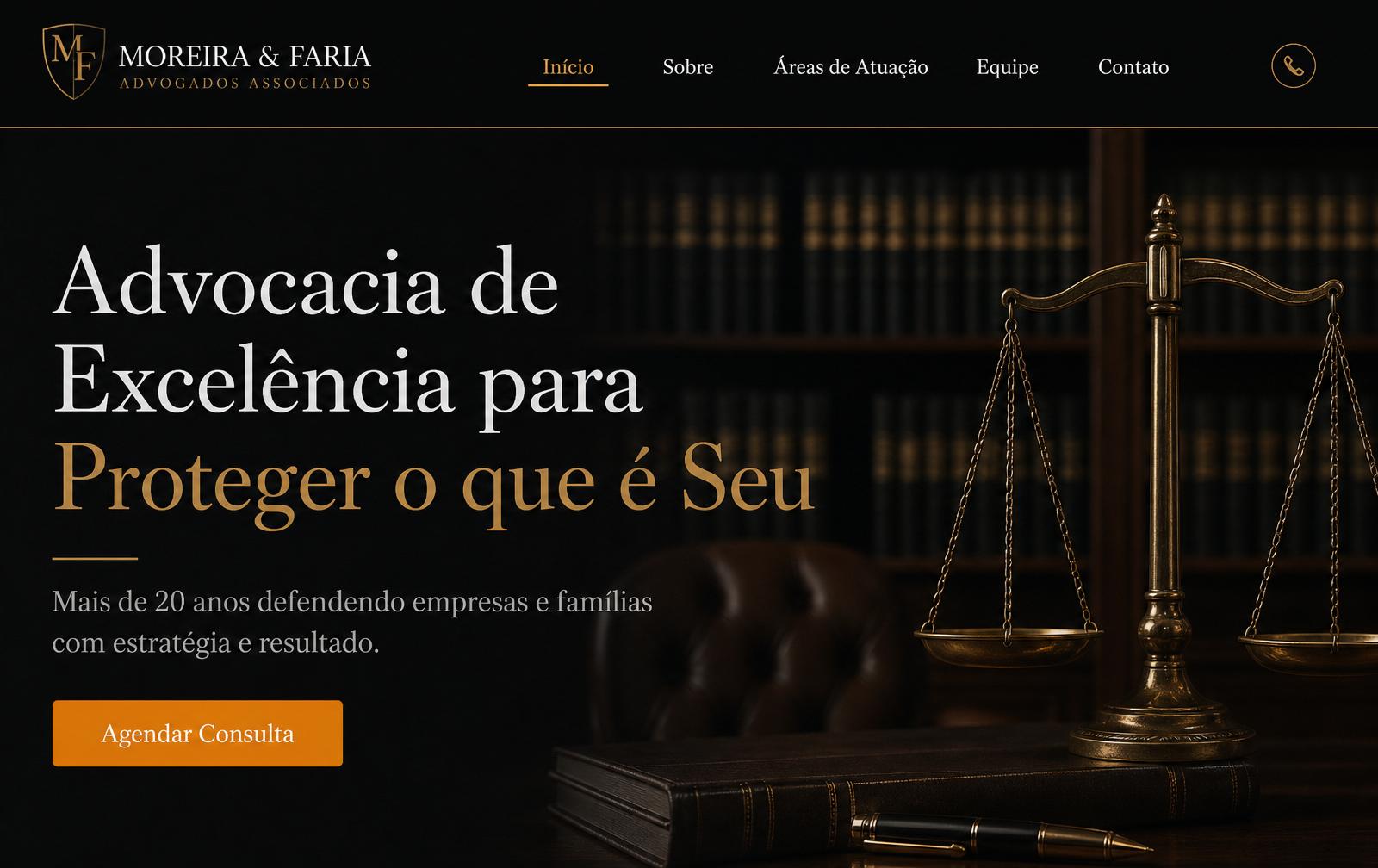 Site institucional para escritório de advocacia com layout profissional