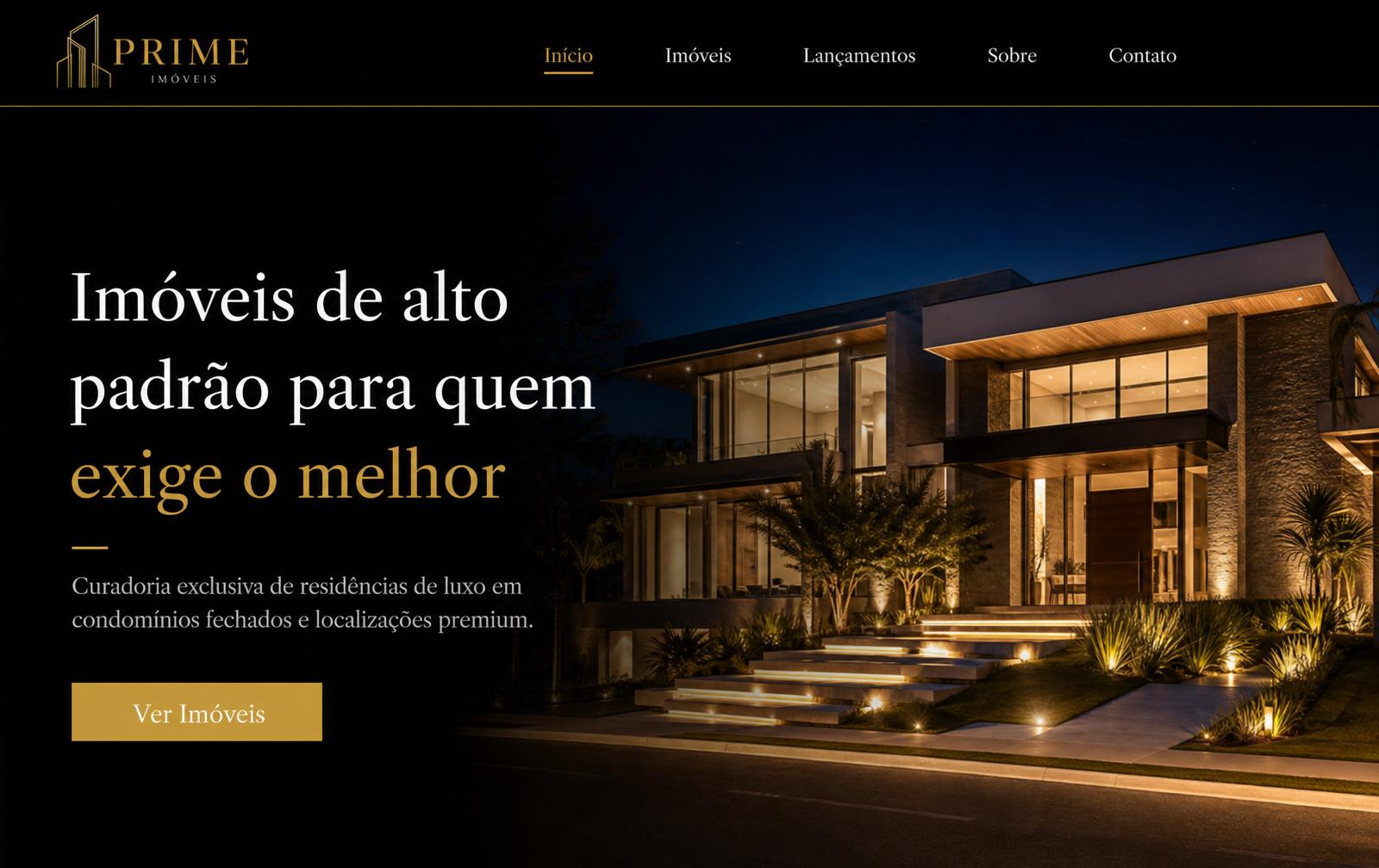 Portal imobiliário de alto padrão com busca avançada de imóveis